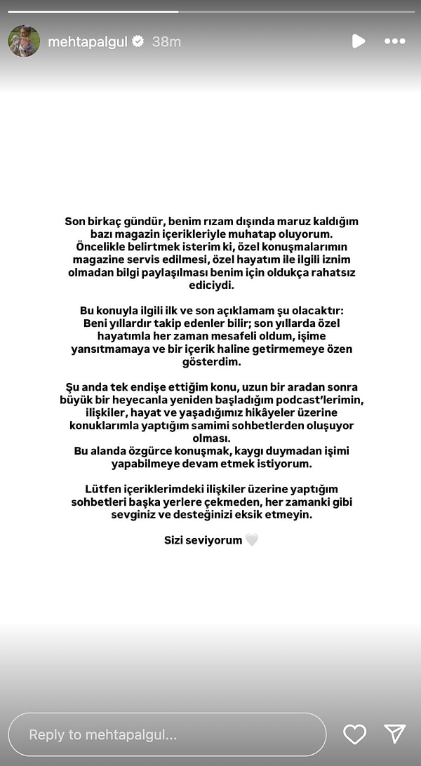Konuya eski sevgili Mehtap Algül dahil edilince bir de bu "izin alma" meselesi ayyuka çıkınca ortalık karıştı tabii.