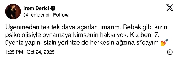 Son olarak İrem Derici'den destek geldi.