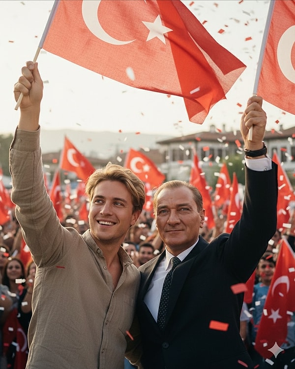 Ya da kalabalık ve kırmızı beyaz bir meydanda...