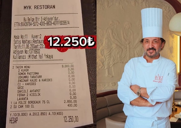 Videoda gördüğünüz tüm yemeklerle birlikte hesap toplamda 12.250 TL gelmişti.