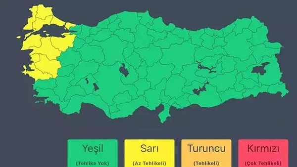 Meteoroloji Genel Müdürlüğü yayımladığı hava durumu raporunda yurt genelinde yağışlı ve bulutlu havanın etkili olmasının beklendiğini açıklamıştı.