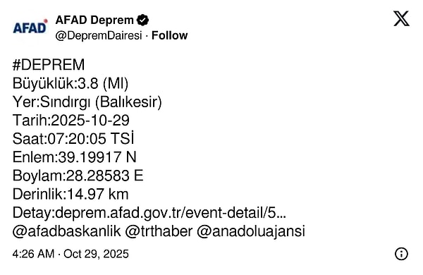 Bugün Deprem mi Oldu? Az Önce Deprem mi Oldu?