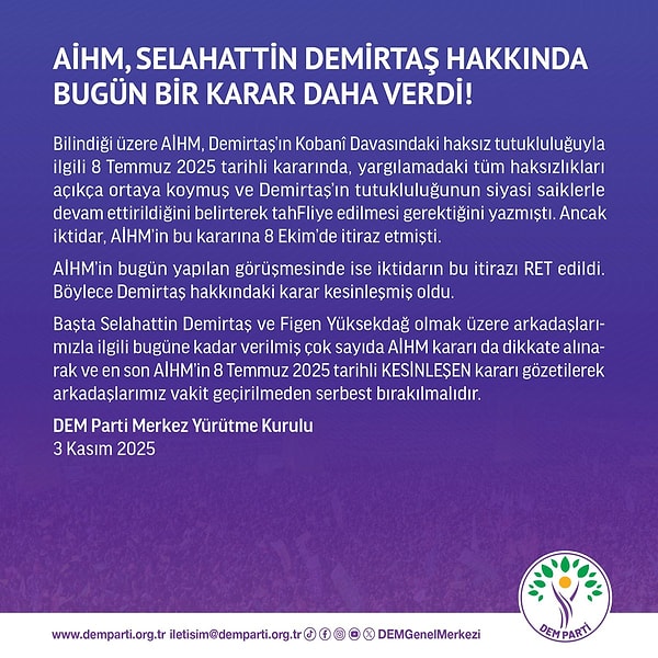 DEM Parti’nin açıklaması 👇