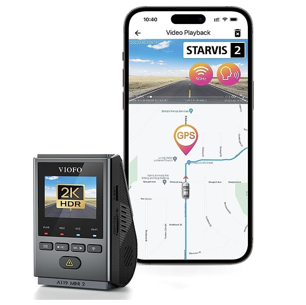 Viofo A119 Mini-2 HDR 2K 60FPS 5GHz WiFi ve GPS'li Araç Kamerası