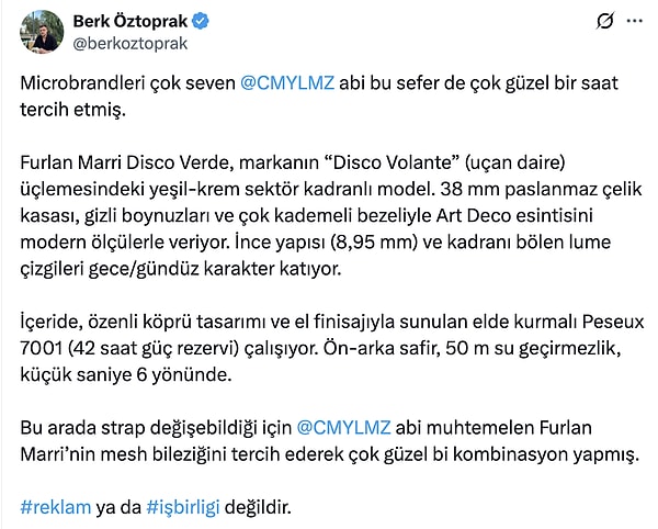 Öncelikle Cem Yılmaz'ın saatine dair detayları buraya bırakalım: