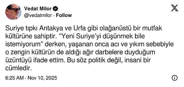 Milor X hesabından konu ile ilgili açıklamada bulundu.