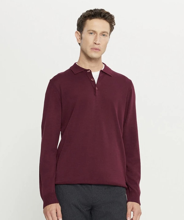 Altınyıldız Classics Erkek Bordo Polo Yaka Triko Kazak