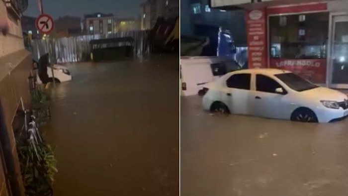 İstanbul’u Kuvvetli Yağış Vurdu: Sultangazi’de Araçlar Yolda Kaldı