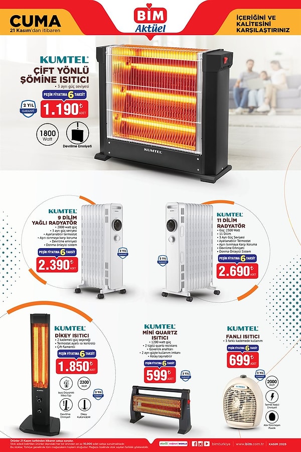 Kumtel Çift Yönlü Şömine Isıtıcı 1.190 TL