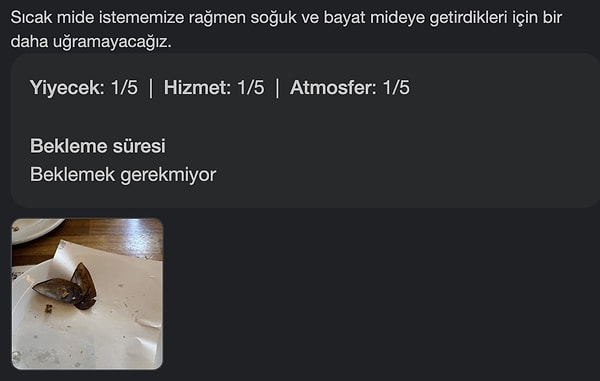 Midyelerin bayat olduğuna dair onlarca yorum var.