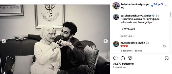 Kızılcık Şerbeti'nin Firaz'ı Batuhan Bozkurt Yüzgüleç, Instagram'da paylaştığı postla duygusal bir veda yayınladı.