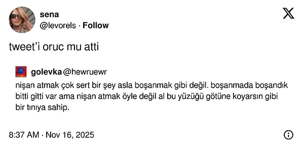 Kesinlikle Oruç atmış gibi görünüyor.