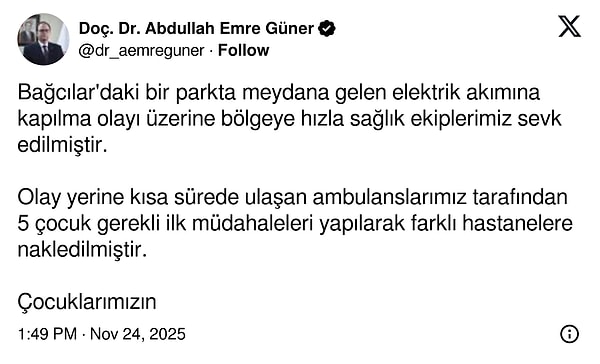 İstanbul İl Sağlık Mdürü Abdullah Emre Güner'den açıklama