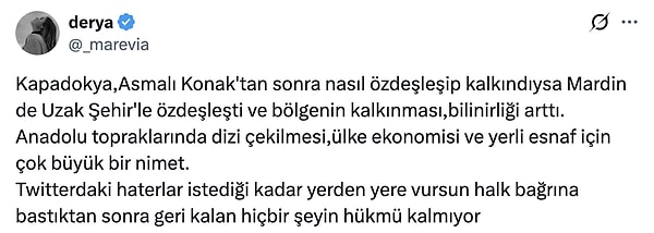 İşte Uzak Şehir'in Mardin turizmine katkısına gelen yorumlar: