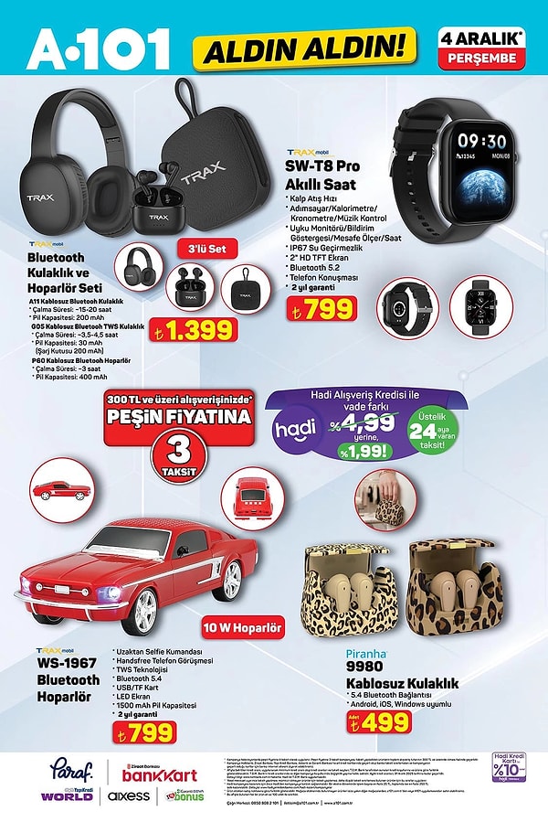 Bluetooth Kulaklık ve Hoparlör Seti 1.399 TL