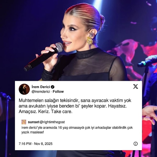 Kaos kraliçesi İrem Derici, yaklaşık bir ay önce X'te bir takipçisiyle yaşadığı olayla gündeme gelmişti, belki hatırlarsınız.