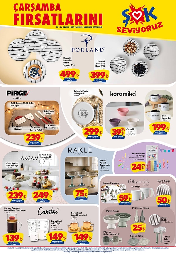 4'lü Porland Desenli Porselen Pasta Tabağı 499 TL