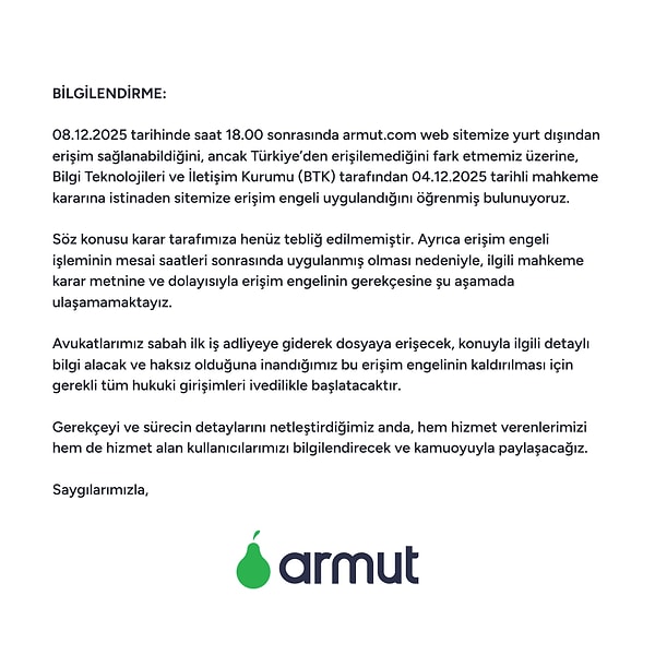 Armut'tan açıklama geldi