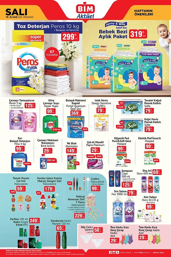 Peros Toz Deterjan Beyazlar ve Renkliler 10 kg 299 TL