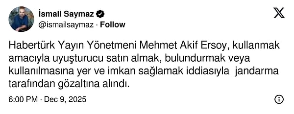 İsmail Saymaz, Mehmet Akif Ersoy'un neden gözaltına alındığını yazdı.