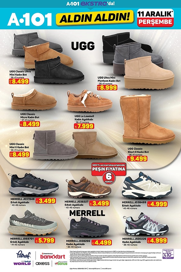 UGG Bot ve Merrell Ayakkabılar