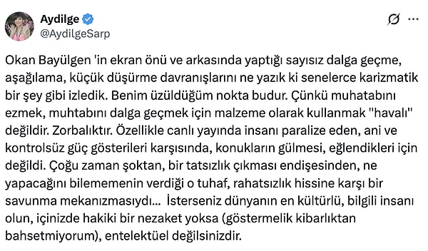 Görüntülerin sosyal medyada tekrar dolaşıma girmesiyle Aydilge, sessiz kalmayarak tepki gösterdi.