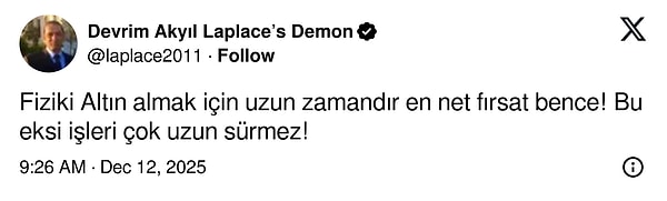 "Altın almak isteyenler için net fırsat."