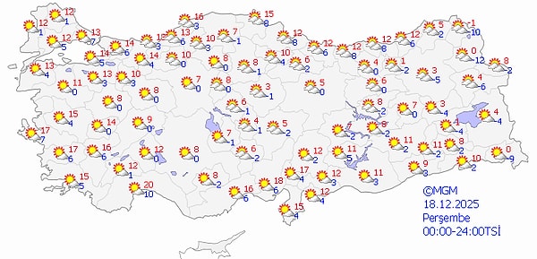 18 Aralık Perşembe hava durumu 👇