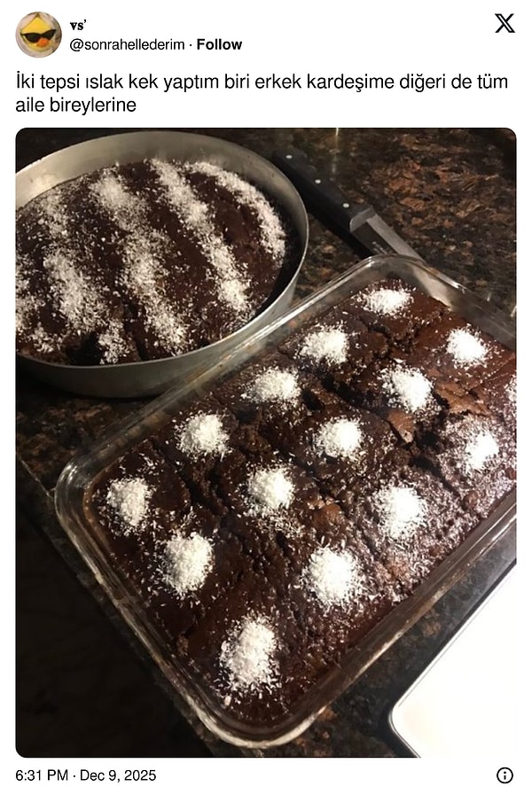 İşte doğru miktarda yapılmış bir ıslak kek;