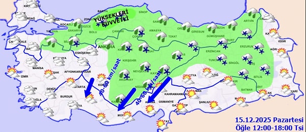 15 Aralık hava durumu: Kar yağacak kentler belli oldu.