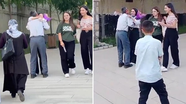 Üniversite sınavı çıkışında kızını çiçekle karşılayan baba kalpleri eritti