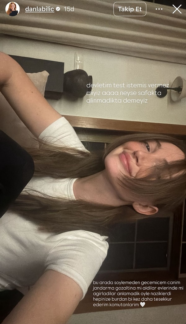 Uyuşturucu testi sonrasında akşam saatlerinde serbest bırakılan isimlerden Danla Bilic sosyal medyadan açıklama yaptı.