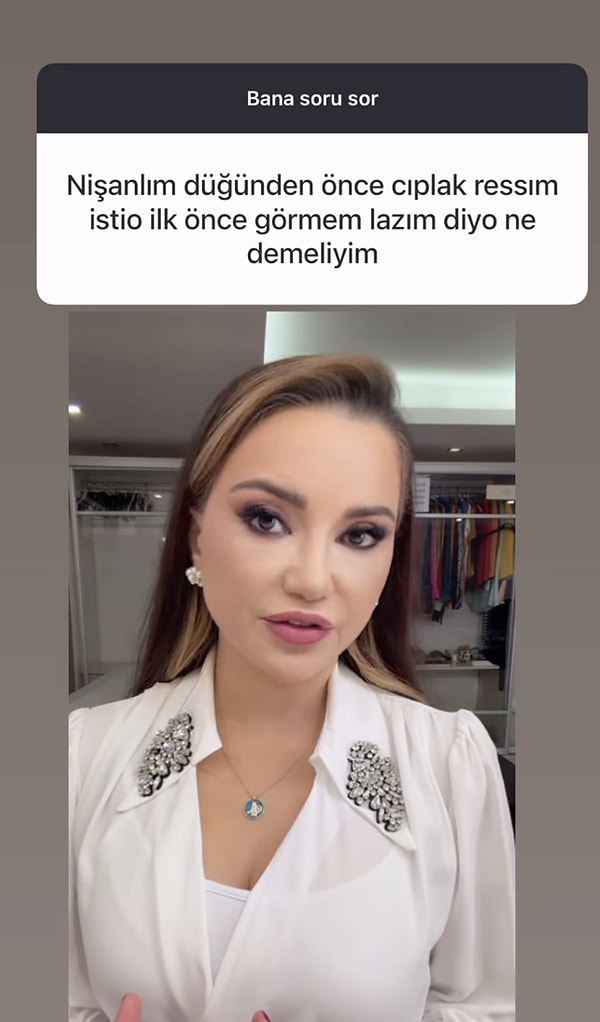 Ezmeci bu defa nişanlısının nude fotoğraf isteğiyle karşılaşan bir takipçisinin sorusuna yanıt verdi.