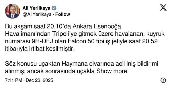 İçişleri Bakanı Ali Yerlikaya'dan açıklama