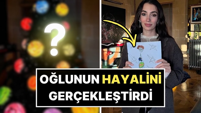 Yılbaşı Süslemelerinde Çığır Açan Rachel Araz, 5.5 Yaşındaki Oğlunun Çizdiği Yılbaşı Ağacını Yaptırdı!