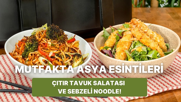 Airfryer'da Hardal Soslu Çıtır Tavuk Salatası ve Sebzeli Noodle Nasıl Yapılır?