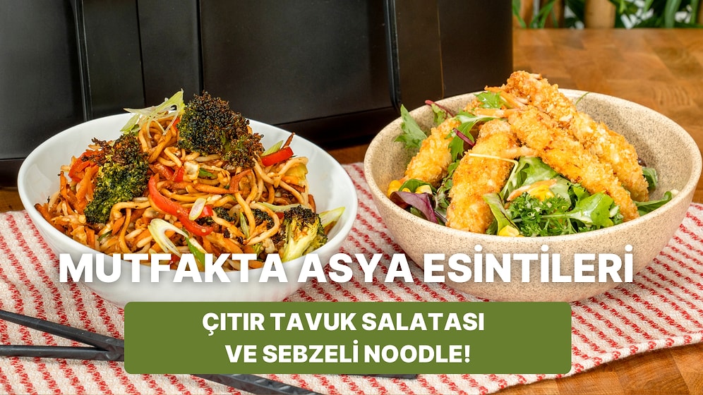 Airfryer'da Hardal Soslu Çıtır Tavuk Salatası ve Sebzeli Noodle Nasıl Yapılır?