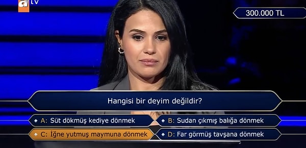Joker hakkı kalmayan Milyoner yarışmacısı risk alınca yanlış yanıt verdi.