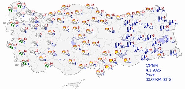 4 Ocak Pazar Hava Durumu 👇