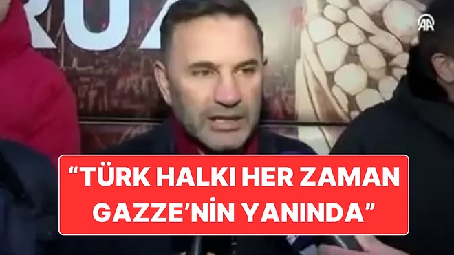 Galatasaray Teknik Direktörü Okan Buruk da Galata Köprüsü’nde Düzenlenen Gazze’ye Destek Mitingine Katıldı