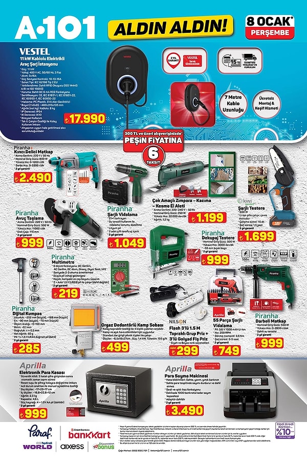 Vestel 11kW Kablolu Elektrikli Araç Şarj İstasyonu 17.990 TL