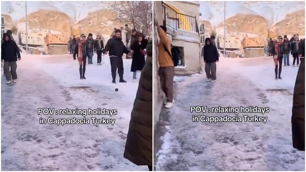 Tourists Visiting Cappadocia Battle With Snow