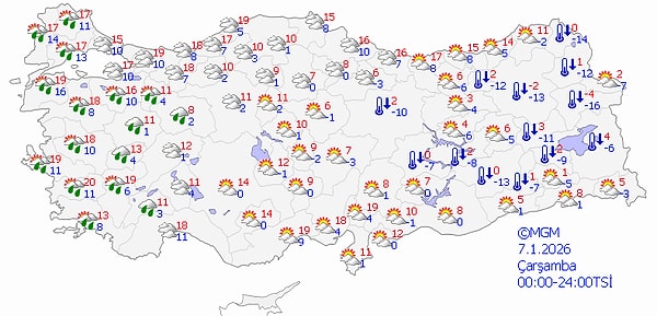 7 Ocak Çarşamba Hava Durumu 👇