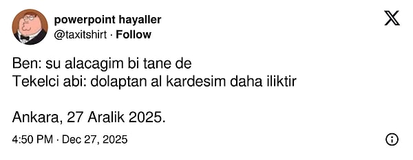 Ankara'da şu şekil bir soğuk var.