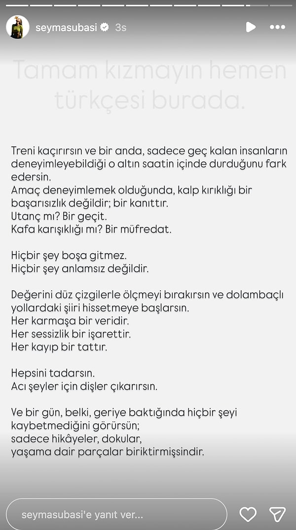 The renowned influencer has this time shared a lengthy, philosophical text, laden with implications.