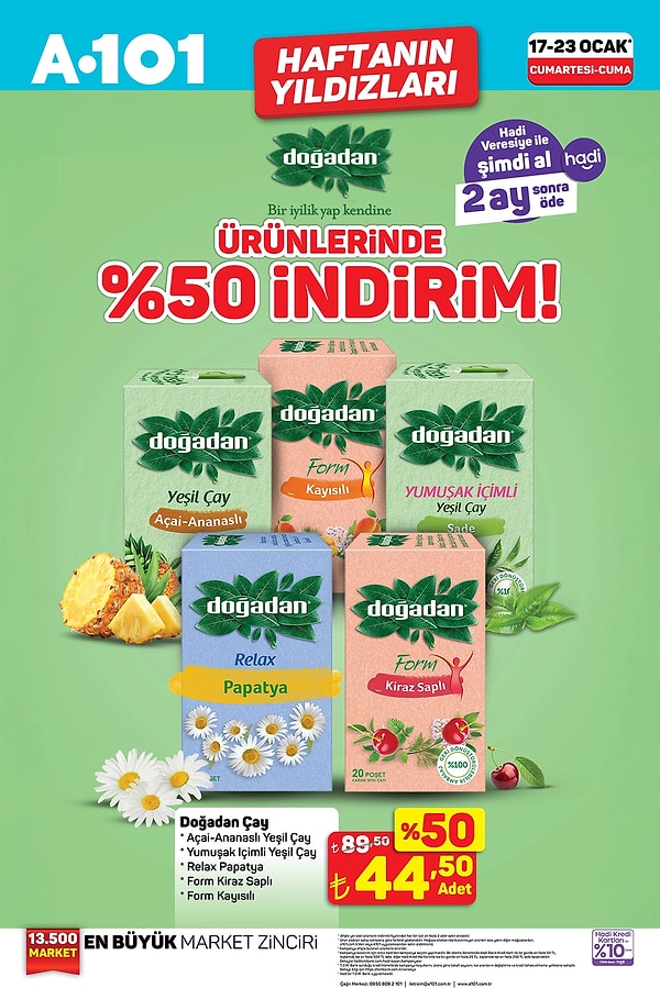 Doğadan Ürünlerinde %50 İndirim