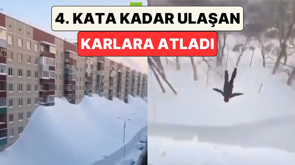 Rusya'nın Kamçatka Bölgesinde Yağan Kar 4. Kata Kadar Ulaşınca Bir Adam Camdan Karlara Atladı