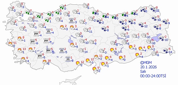 20 Ocak Salı Hava Durumu 👇