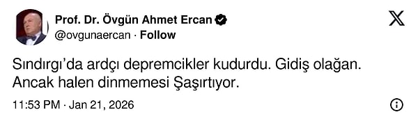 Prof. Dr. Övgün Ahmet Ercan’ın Sındırgı paylaşımı 👇