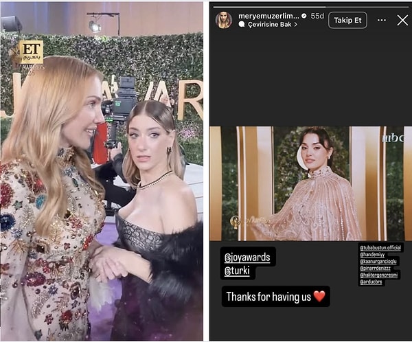 Ancak asıl dikkat çeken detay, tören sonrası Meryem Uzerli’nin sosyal medya paylaşımıyla ortaya çıktı.